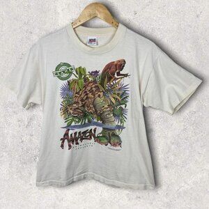 Vintage Tee Single Stitch Short Sleeve White Amazon Rainforest Size Large TShirt